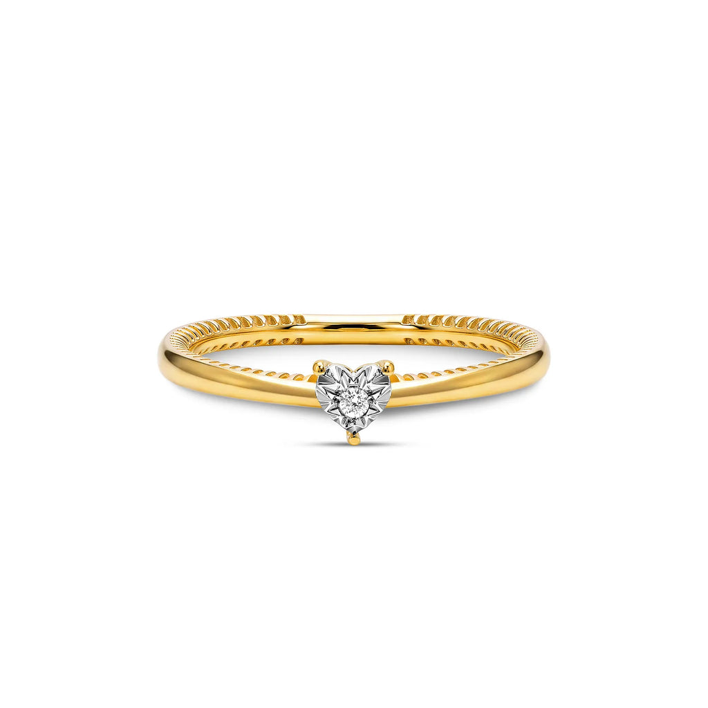 Anel Solitário Illusion Coração em Ouro Amarelo 18k